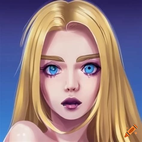 Anime Style Depiction Of A Beautiful Woman With Blond Hair And Blue Eyes On Craiyon