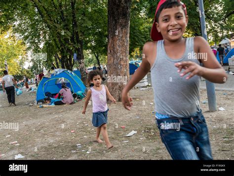 Belgrade Serbia 29th August 2015 Migrant Children From Makeshift