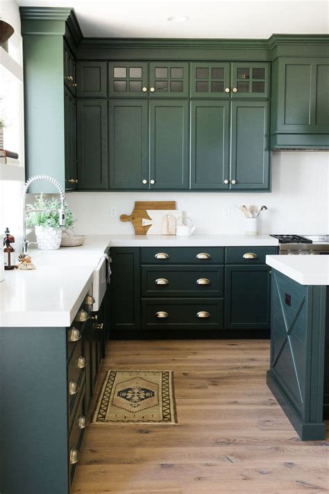 How to buy and reface cabinets yourself. Parade Home Reveal - Pt. 1 | Green kitchen cabinets, Kitchen cabinet design, Dark green kitchen