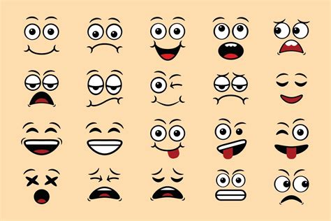 Cartoon Face Expressions Doodle Hand Drawn Emoticon Isolated Vector Illustration 2390730 Vector