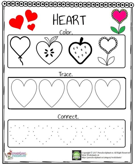 Heart Worksheet Preschoolplanet