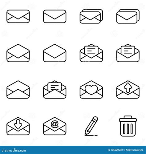 Комплект значка для электронной почты и сообщения Иллюстрация вектора