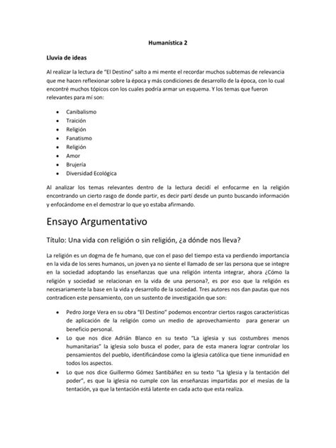 Ensayo Argumentativo Pdf Iglesia Católica Jesús