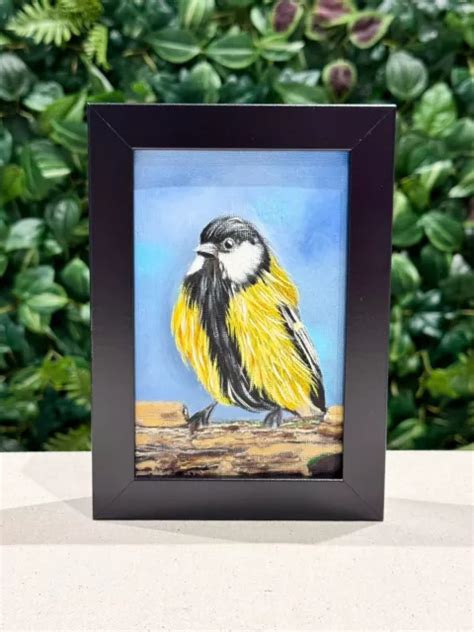 BIRD OIL PAINTING Original FRAMED Realism Yellow Wildlife Artwork