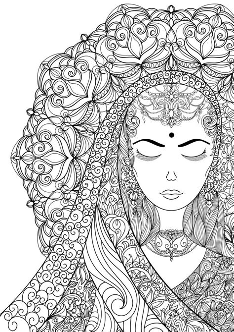 Learn how to do water colour. Coloring Pages for Adult Indian Woman Adult por ...