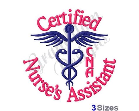Cna Certified Nurses Assistant Machine Embroidery Design Etsy
