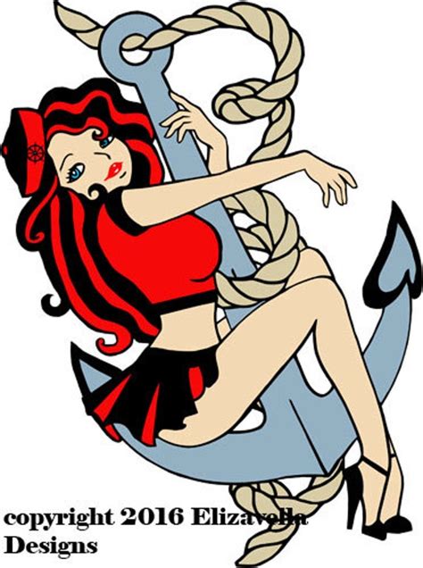 Sailor Pinup Girl Anchor Clipart Png Clip Art Cartoon Pin Up