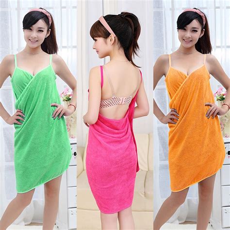 Women Sexy Bath Towel Wearable Beach Towels V Neck Bath Gown Spare Body