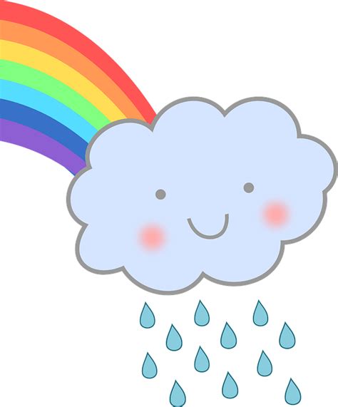 Cute Rain Cloud With Rainbow Clipart Free Download Transparent Png