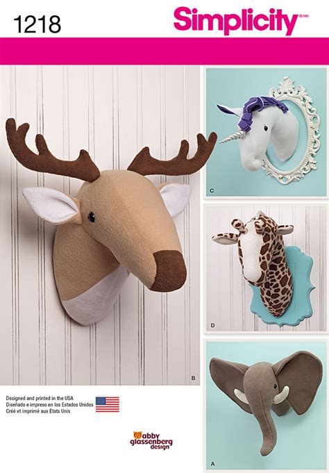 See more ideas about animal sewing patterns, sewing patterns, stuffed toys patterns. Simplicity 1218 Plush Stuffed Animal Heads sewing pattern
