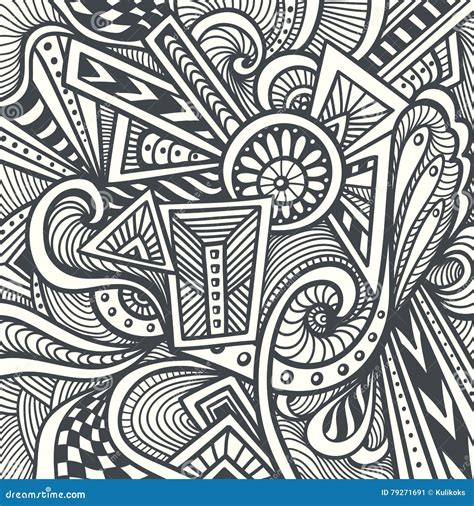 Abstract Pattern In Zen Tangle Or Zen Doodle Style In Black White Stock