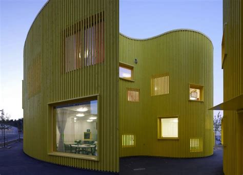 Curvy Tellus Nursery School Is Wrapped In A Canary Colored