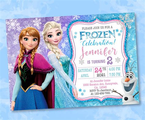 Elsa Anna Invitation Frozen Birthday Invitation Disney Etsy