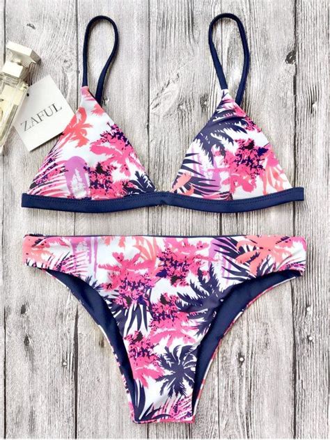 Leaf Print Plunge Cami Bikini Set White M Cheap Swimsuits Women Swimsuits Trendy Beachwear