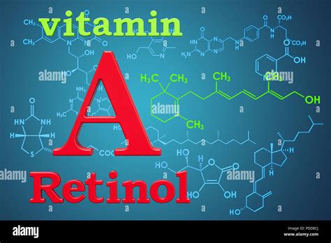 Vitamin A Retinol Chemical Formula Molecular Structure 3d Rendering