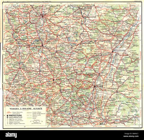 France Vosges Lorraine Alsace 1939 Vintage Map Stock Photo Alamy