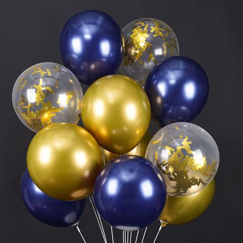 Partywoo Navy Blue Gold Balloons 40 Pcs Latex Balloons Navy Blue