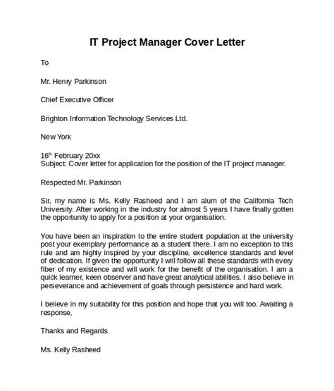 Free 10 Sample Information Technology Cover Letter Templates In Pdf