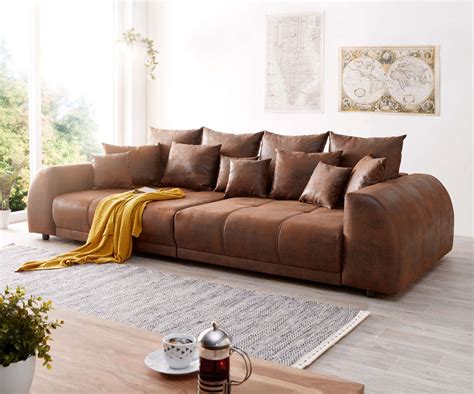 Big Sofa Violetta X Cm Braun Antik Optik Mit Kissen DELIFE