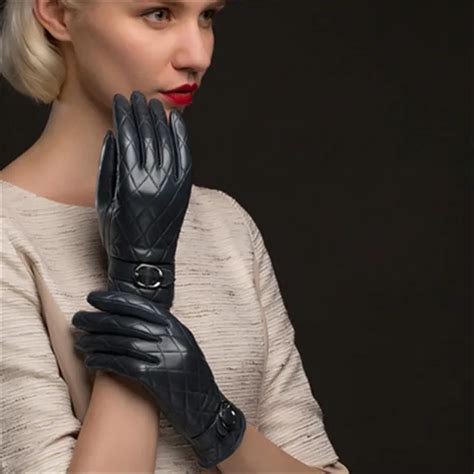 buy boouni genuine leather gloves women fashion plaid real sheepskin glove
