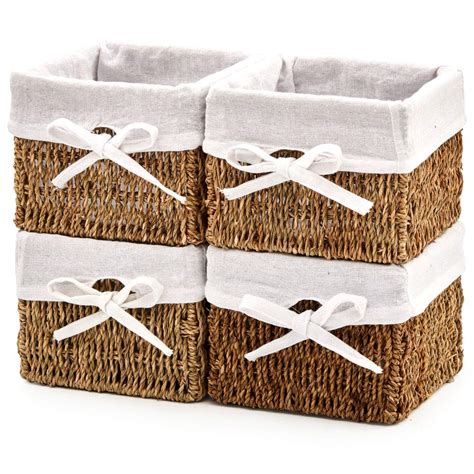 Buy Ezoware Set Of 4 Natural Woven Seagrass Wicker Storage Nest Baskets