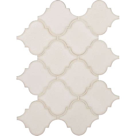 View full product details » Antique White Glossy Arabesque Mosaic - Backsplash Tile USA