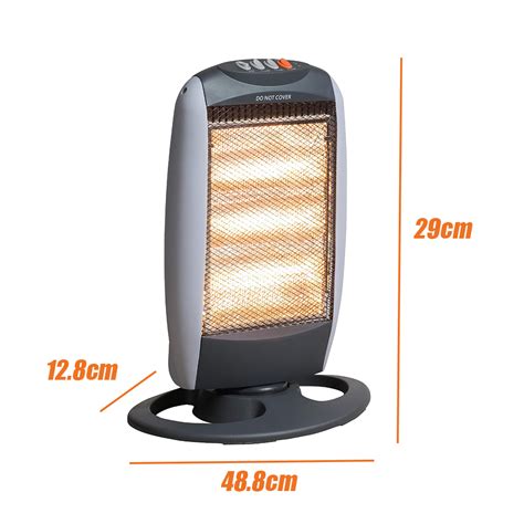 1200W ELECTRIC HALOGEN HEATER FREE STANDING OSCILLATING 3 BAR PORTABLE