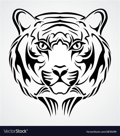 Tiger Face Tattoo Design Royalty Free Vector Image