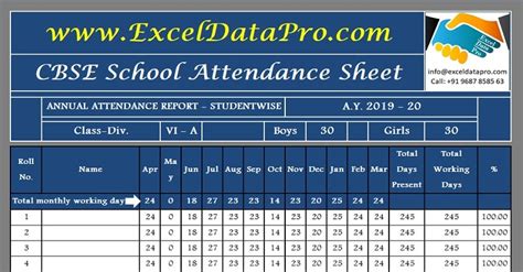 Download Cbse School Attendance Sheet Excel Template Exceldatapro