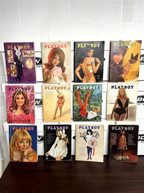 VINTAGE PLAYBOY MAGAZINES 12 Issues Full 1968 Year With Centerfolds