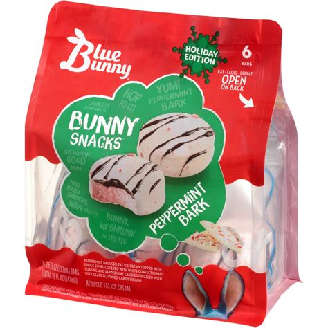 Blue Bunny Bunny Snacks Peppermint Bark Reduced Fat Ice Cream 6 Ct 25