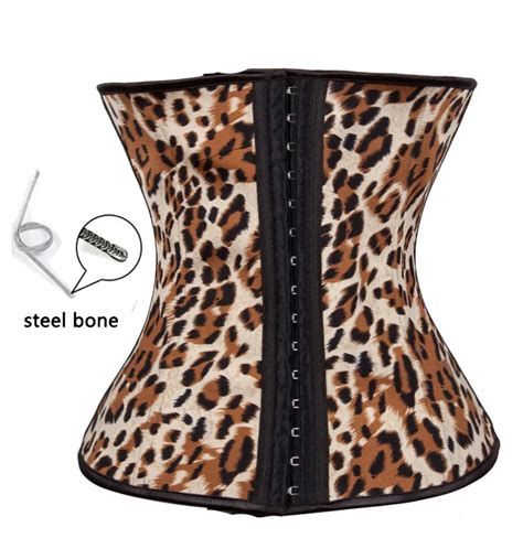The Best Sale Plus Size Waist Corset Leopard Print Steel Boned Corset Ladies Sexy Tight Lacing