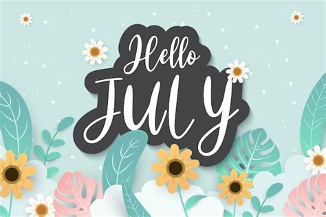 Premium Vector Hello July Greetings With Soft Background Design