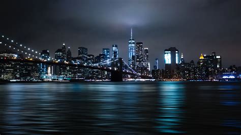 New York City Night Lights Cityscape By David Skyrius