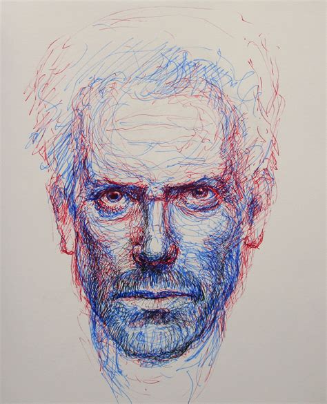 Bic Bleu Rouge Biro Portrait Portrait Drawing Portrait Painting Art