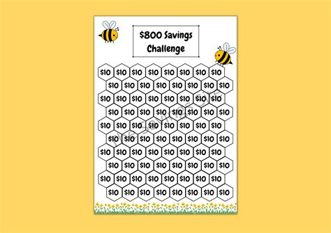 800 Dollar Honeycomb Savings Challenge | Fun Bee Themed Savings Tracker