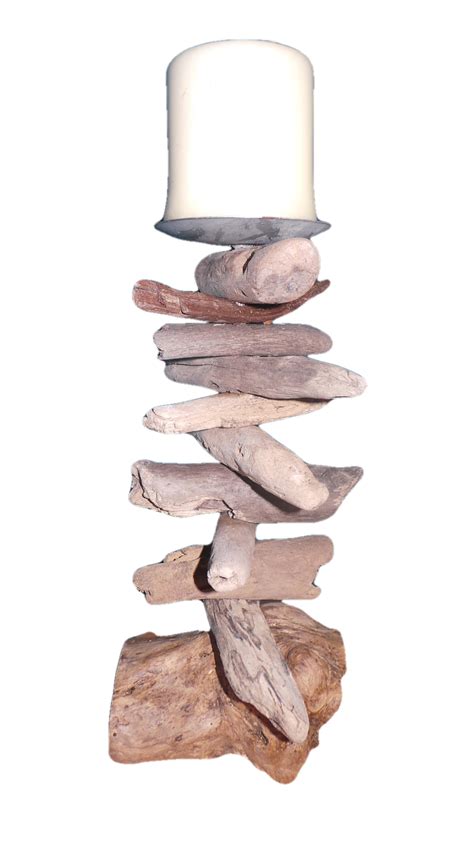 Large Rustic Driftwood Pillar Candle Holder 30cm The Useful Shop