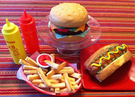 Sweet Fast Food Burger Hot Dog And Fries Are All Cake Even The