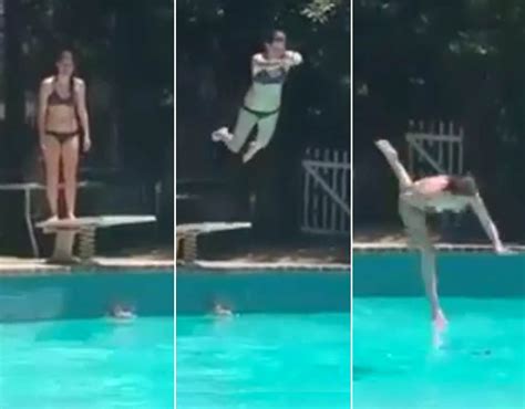 A Bikini Clad Girl Was Left Red Faced When Her Dive Into The Pool Ended Like This The Best
