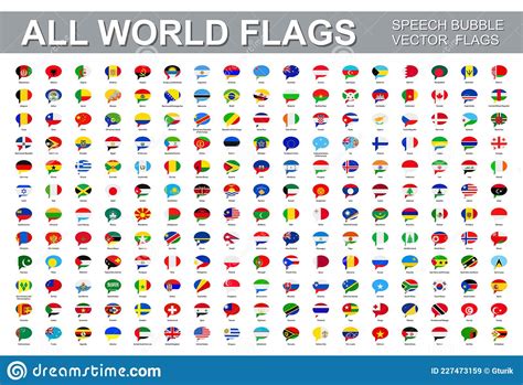 All World Flags Vector Set Of Speech Bubble Icons Stock Vector