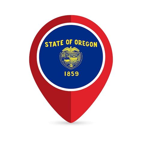 Premium Vector Map Pointer With Flag Oregon State Vector Illustration
