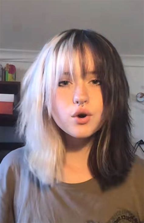 Long Wolfcut With Bangs And Split Dye In 2022 Split Dyed Hair Short