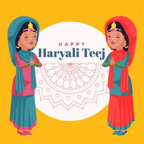 Happy Haryali Teej Festival Banner Design Stock Vector Illustration