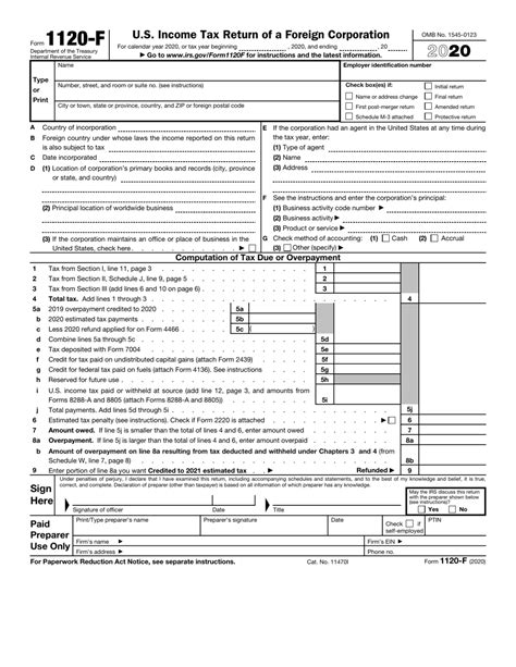 Irs Form 1120 F Download Fillable Pdf Or Fill Online Us Income Tax