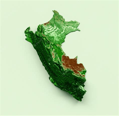 Premium Photo Peru Topographic Map 3d Realistic Map Color 3d Illustration