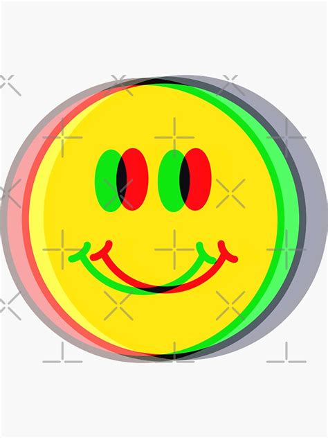 Psychedelic Smiley Happy Face Sticker For Sale By Funful Redbubble