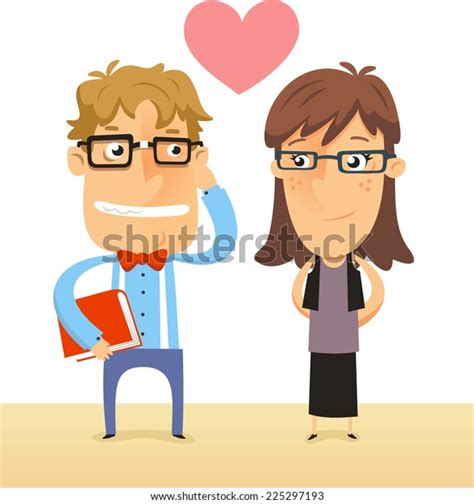 nerd geek couple love both thick stock vector royalty free 225297193 shutterstock