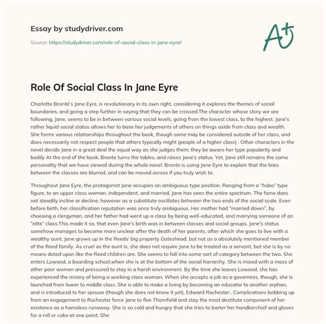 Role Of Social Class In Jane Eyre Free Essay Example