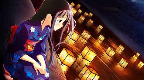 Wallpaper Rambut Panjang Gadis Anime Kimono Screenshot Wallpaper