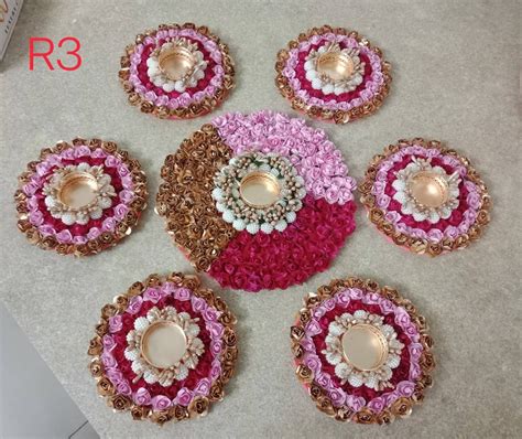 Aesthetic Handmade Rangoli Set Diwali Pooja Diyas Indian Etsy